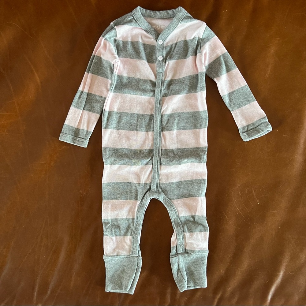 BURTS BEES Rugby Stripe Romper, 6-9mo - Picture 2 of 7